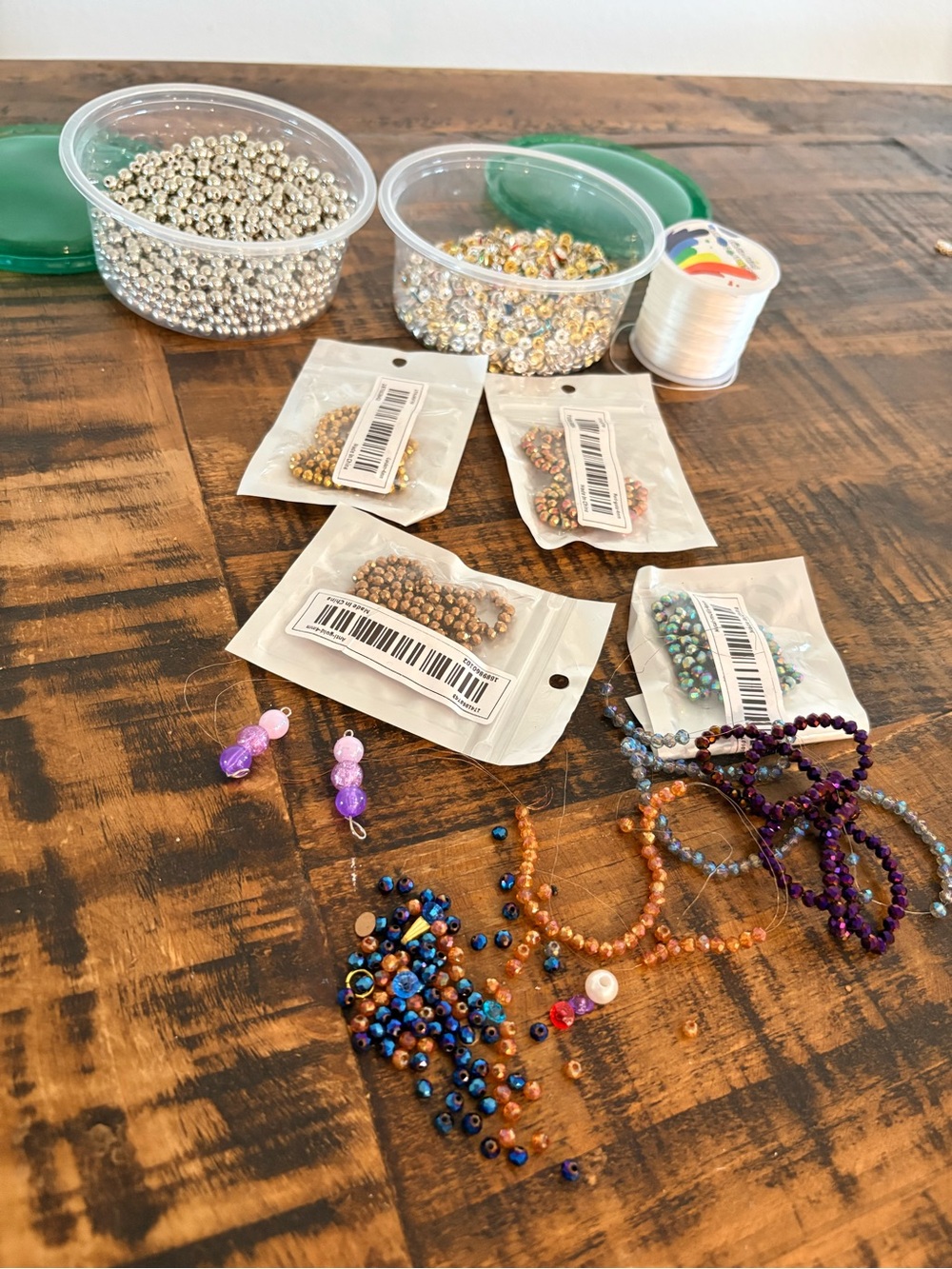 Mixed Bead and Spacer Lot in Metallics, Blue, Purple & Orange